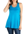 24seven Comfort Apparel Scoop Neck Razorback Sleeveless Tunic Top In Sapphire