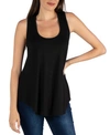 24seven Comfort Apparel Scoop Neck Razorback Sleeveless Tunic Top In Black