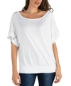 24seven Comfort Apparel Loose Fit Dolman Maternity Top With Wide Sleeves In White