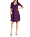 24seven Comfort Apparel Knee Length A Line Elbow Sleeve Maternity Dress In Purple