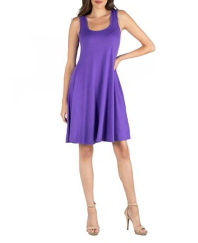 24seven Comfort Apparel Women's Sleeveless A-line Fit And Flare Skater Dress In Purple