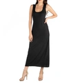 24seven Comfort Apparel Scoop Neck Sleeveless Maternity Maxi Dress With Pockets In Black