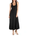 24seven Comfort Apparel Scoop Neck Sleeveless Maternity Maxi Dress With Pockets In Black