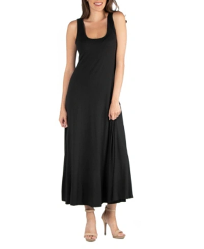 24SEVEN COMFORT APPAREL SLIM FIT A-LINE SLEEVELESS MAXI DRESS