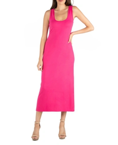 24seven Comfort Apparel Scoop Neck Maternity Maxi Dress With Racerback Detail In Pink