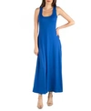 24seven Comfort Apparel Slim Fit A Line Sleeveless Maternity Maxi Dress In Blue