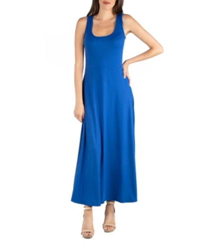 24seven Comfort Apparel Petite Slim Fit A-line Sleeveless Maxi Dress In Blue