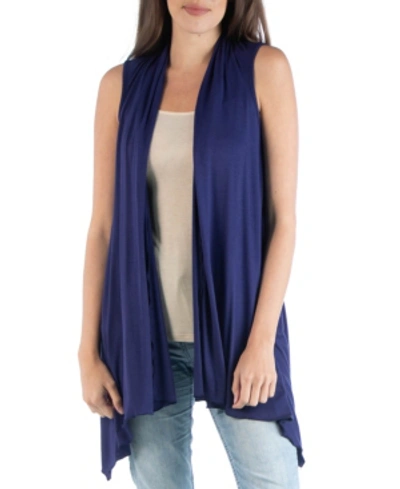 24SEVEN COMFORT APPAREL DRAPED OPEN FRONT SLEEVELESS CARDIGAN VEST