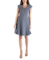 24SEVEN COMFORT APPAREL SCOOP NECK A-LINE DRESS WITH KEYHOLE DETAIL