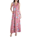 24SEVEN COMFORT APPAREL FLORAL SLEEVELESS MAXI DRESS WITH POCKET DETAIL