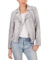 Adyson Parker Plus Size Snake Print Moto Jacket In Grey Snake Print