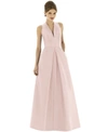 Alfred Sung V-neck Sleeveless A-line Gown W/ Inverted Pleat In Pearl Pink
