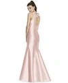 Alfred Sung Bow-back Trumpet Gown In Pearl Pink