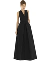 ALFRED SUNG PLEAT-SKIRT A-LINE GOWN