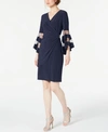 R & M Richards Rhinestone Faux-wrap Dress In Navy
