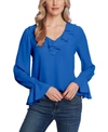 Cece Ruffle Detail V-neck Blouse In Moonlit