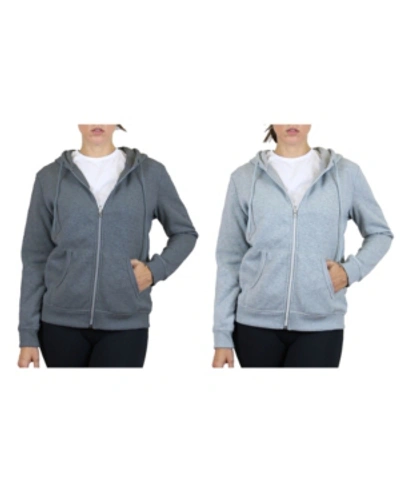 Galaxy By Harvic Women's Fleece Lined Zip Hoodie, Pack Of 2 In Charcoal Heather Grey