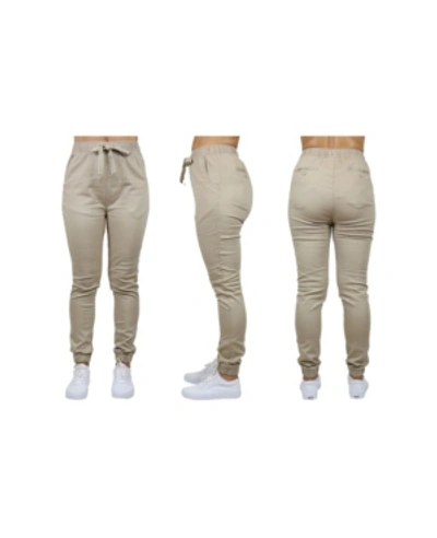 Galaxy By Harvic Women's Basic Stretch Twill Joggers In Khaki