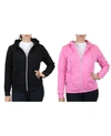 Galaxy By Harvic Women's Fleece Lined Zip Hoodie, Pack Of 2 In Black Pink