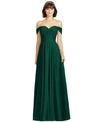 Dessy Collection Lux Chiffon Off-shoulder Sweetheart A-line Gown In Hunter Green