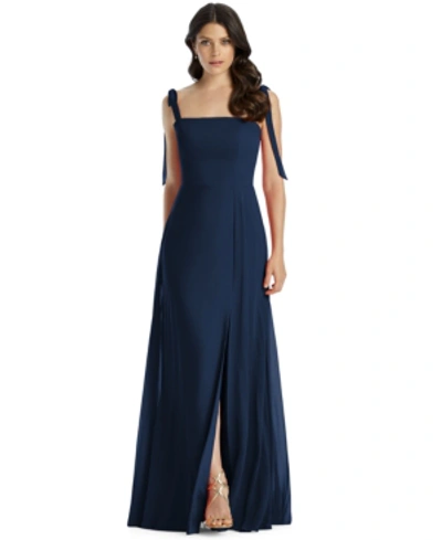 Dessy Collection Tie-strap Chiffon Gown In Blue