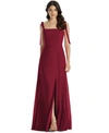 Dessy Collection Shoulder Tie Chiffon A-line Gown In Burgundy