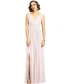 Dessy Collection Sleeveless Draped Chiffon Maxi Dress With Front Slit In Blush Pink