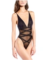 Hauty Women's Mesh Trellis Lingerie Teddy In Black