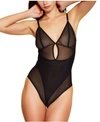 Hauty Women's Crossover Mesh Lingerie Teddy In Black