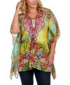White Mark Women's Maternity Animal Print Caftan With Tie-up Neckline In Yellow