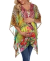 White Mark Women's Maternity Animal Print Caftan With Tie-up Neckline In Yellow