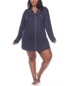 WHITE MARK PLUS SIZE LONG SLEEVE NIGHTGOWN