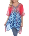 White Mark Women's Maternity Animal Print Caftan With Tie-up Neckline In Pink