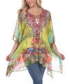 White Mark Women's Maternity Animal Print Caftan With Tie-up Neckline In Yellow