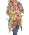 White Mark Women's Maternity Animal Print Caftan With Tie-up Neckline In Yellow Leopard