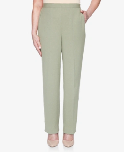 Alfred Dunner Plus Size Pull On Back Elastic Crinkle Proportioned Medium Pant In Sage