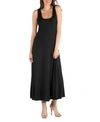 24seven Comfort Apparel Scoop Neck Sleeveless Maternity Maxi Dress With Pockets In Black