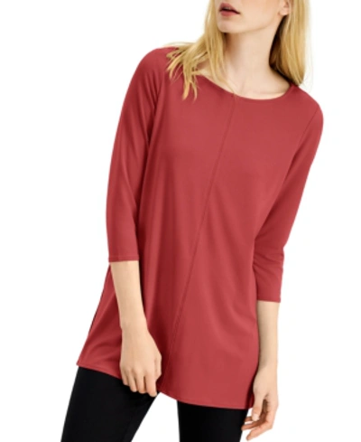 Alfani 3/4-sleeve Tunic, Created For Macy's In Cranberry Spice