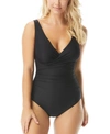 COCO REEF PAVILION DRAPED V-NECK UNDERWIRE ONE-PIECE SWIMSUIT WOMEN'S SWIMSUIT