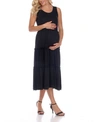 White Mark Maternity Plus Size Scoop Neck Tiered Midi Dress In Black