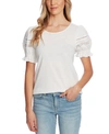 Cece Square-neck Puff-sleeve Sweater In Soft Ecru
