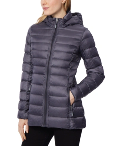 32 Degrees Plus Size Packable Down Hooded Puffer Coat, Created For Macy's In Periscope