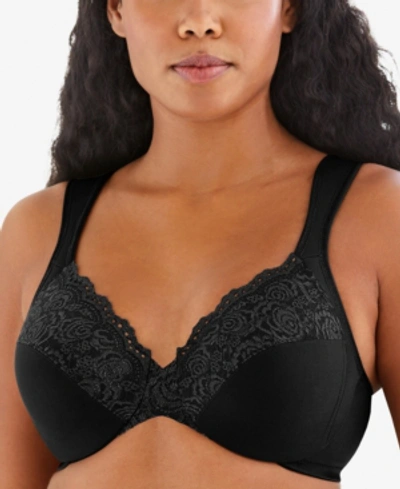 Glamorise Women's Full Figure Plus Size Wonderwire Back Close Bra In Black