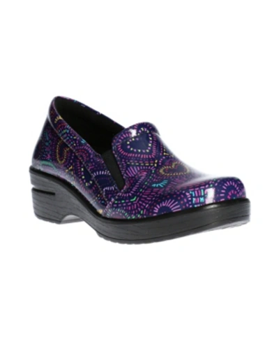 Easy Street Easy Works By  Women's Leeza Clogs Women's Shoes In Purple Multi Hearts Patent