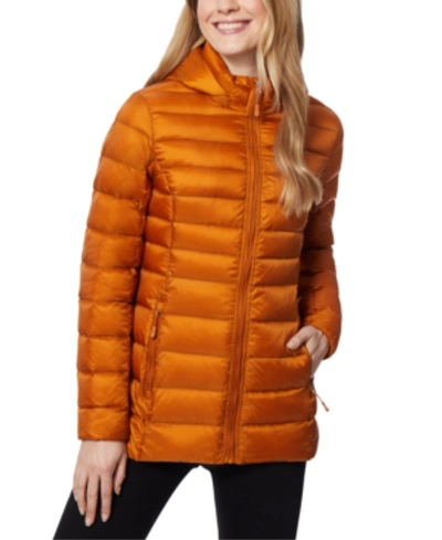 32 Degrees Plus Size Packable Down Hooded Puffer Coat, Created For Macy's In Pumpkin Spice