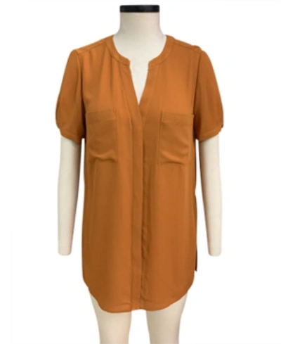 Alfani Petite Short-sleeve Tunic, Created For Macy's In Sunset Lily