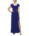 ALEX EVENINGS EMBELLISHED-WAIST COWLNECK GOWN