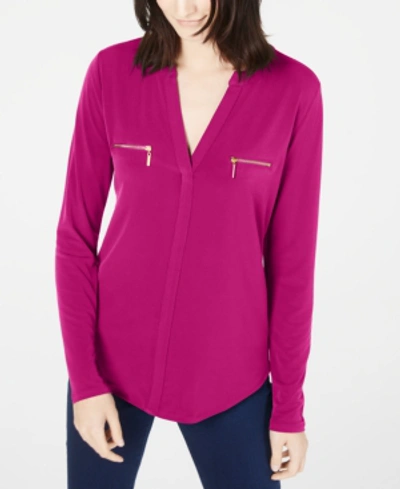 Inc International Concepts Inc Petite Zip-pocket Top, Created For Macy's In Pink Tutu