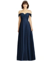 Dessy Collection Lux Chiffon Off-shoulder Sweetheart A-line Gown In Midnight Blue