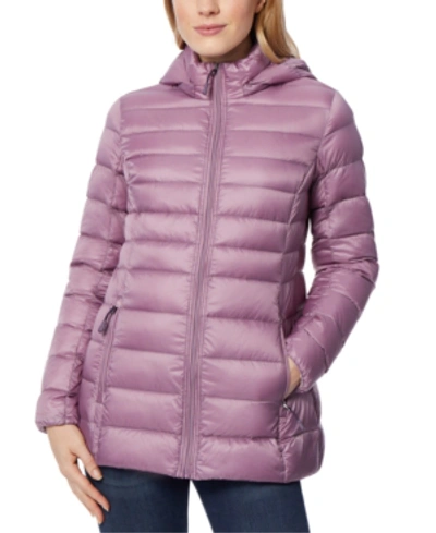 32 Degrees Plus Size Packable Down Hooded Puffer Coat, Created For Macy's In Very Grape